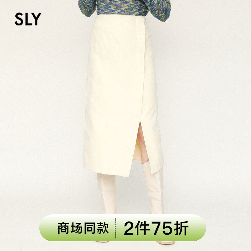 SLY Summer New pint of pure colour High waist side open fork half body long dress 030ESM31-0270