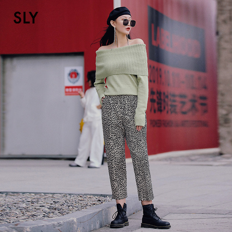 SLY spring and summer new fashion BAO WEN printed straight slacks 030CAA31-3850