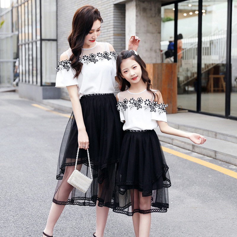 High-end parent-child dress summer suit skirt Korean version 2023 new trendy western style net red mother and daughter dress gauze skirt