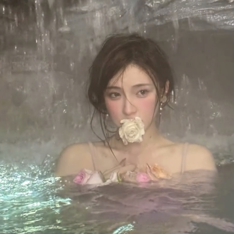 Winter hot spring atmosphere photo pink suspension triangle conglomerate simple thin and thin spring vacation swimsuit