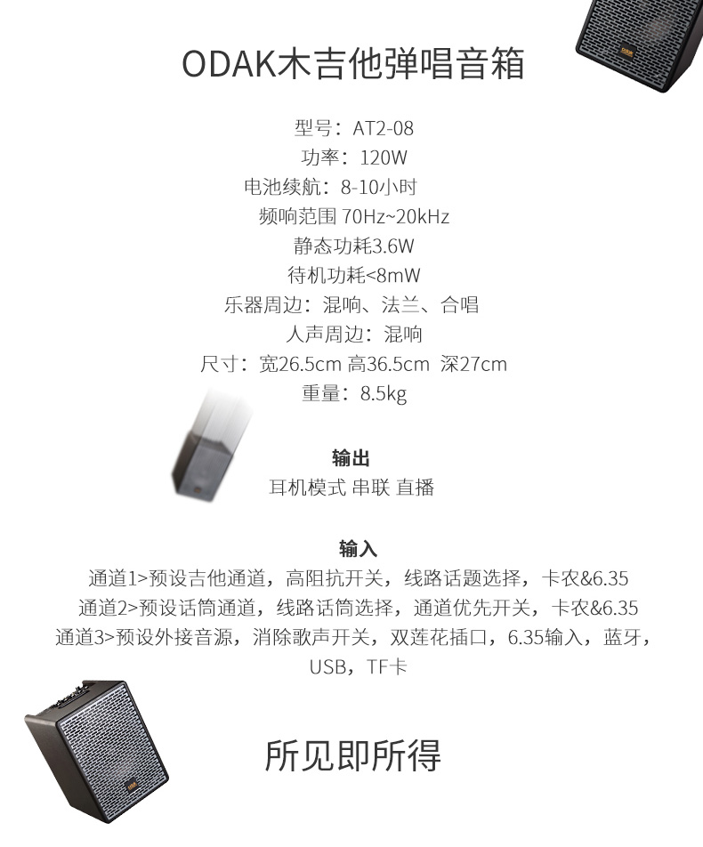 Guoguang ODAK AT208 Công suất cao 120W Bán đàn guitar hát ballad loa vi tinh