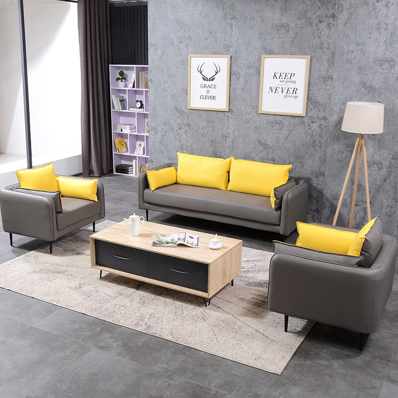 Office reception sofa coffee table combination set reception room business waiting area three-person leisure card seat