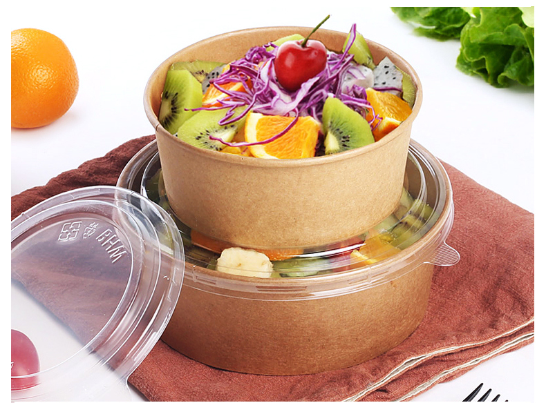 Giấy kraft dùng một lần hộp ăn trưa hộp xà lách đóng gói hộp giấy chiên gà hộp ăn trưa thức ăn nhanh hộp ăn trưa hộp giấy tròn - Hộp cơm điện sưởi ấm hộp cơm cắm điện inox