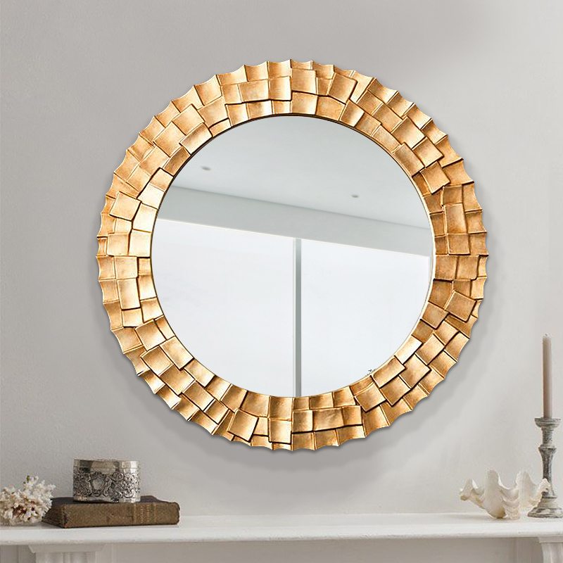 Eurostyle Stereogenguan Mirror Makeup Room Bathroom Wall-mounted Bathroom Mirror Round Creative Dining Side Hanging Wall Trim Mirror