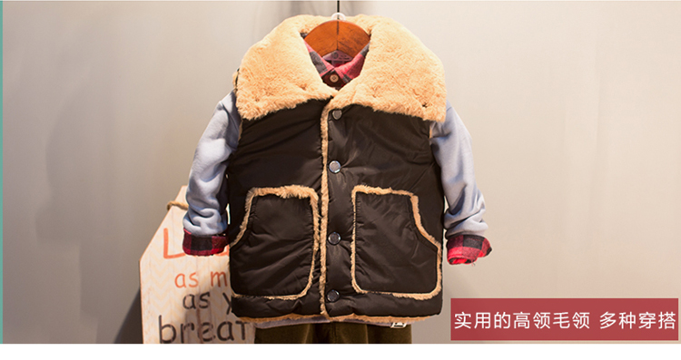 Áo vest trẻ em mùa đông dày phiên bản Hàn Quốc cho bé cộng với áo nhung trong áo bé trai ve áo cao cổ áo vest các mẫu gile đẹp cho bé