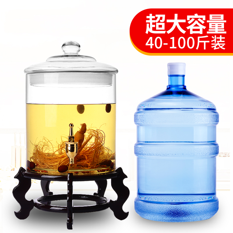 Thickened Bubble Wine Glass Bottle 50 catty of large capacity 10 Bubbles Medicinal Liquor with tap Tap Jar Super Large Special Wine Bottle