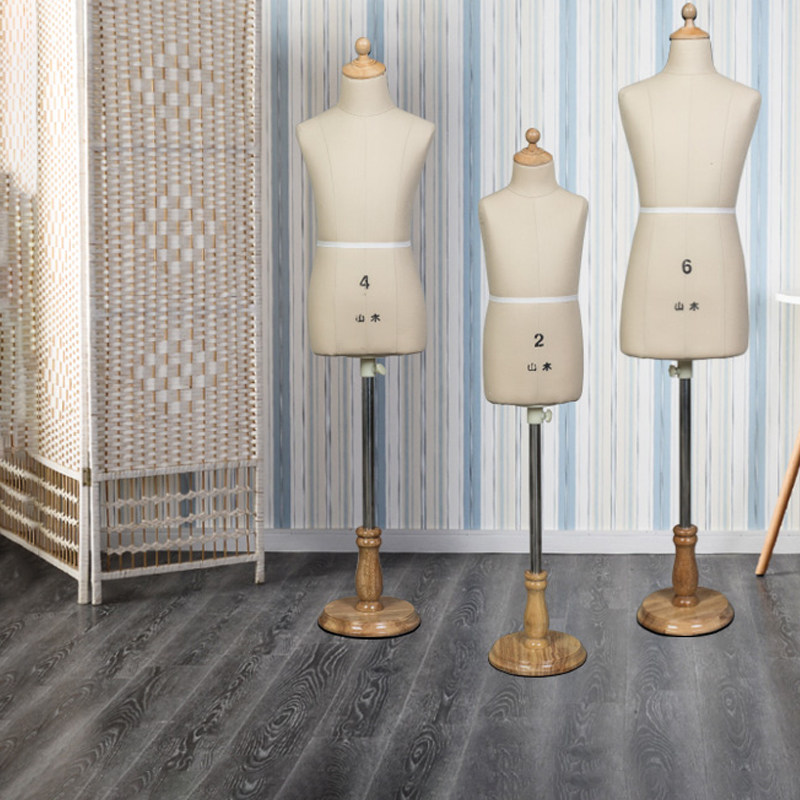 Linghua display children's half-body cutting women's bench room design clothing model shelf display rack can be straight small black clip