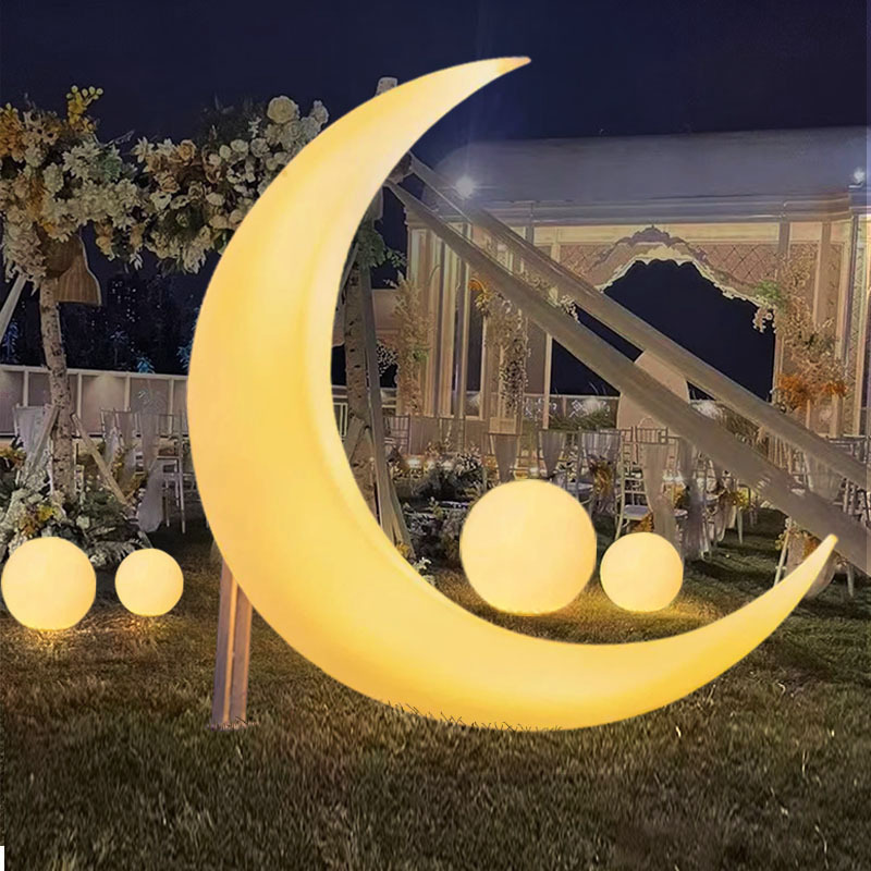 Led Glowing Moon Lamp Outdoor Solar-Powered Garden Landscape Wedding Props Large Size 2m Moon Chair Crescent Lamp