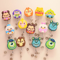 Three-eyed paparazzi buzz with a single eye cartoon Easy pull buckle chest-card clamp work certificate Chest Card Sleeve Telescopic Clip