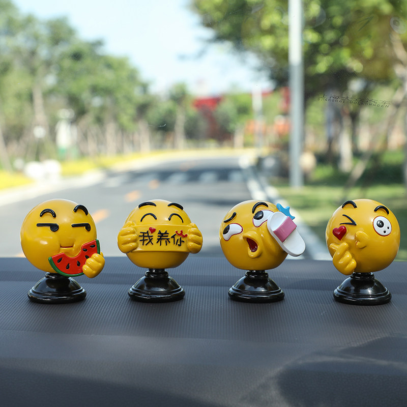 Car Decoration Bobblehead Doll Cute Creative Car Personality Car Internet Celebrity Small Ornament On-Car Cute Emoticon Package