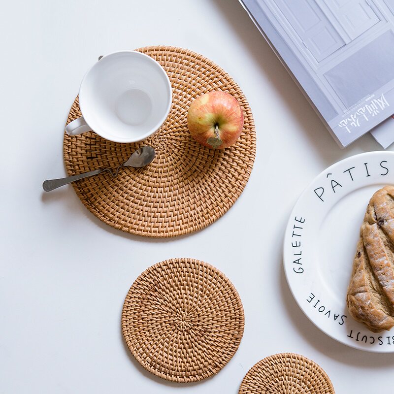 Vietnam Autumn Rattan Chicory Cup Cushion Suit Tea Mat Cup Totea Dao Tea Set Iron Jug Insulation Mat nourishing jug cushion Purple Sand Pot-Taobao