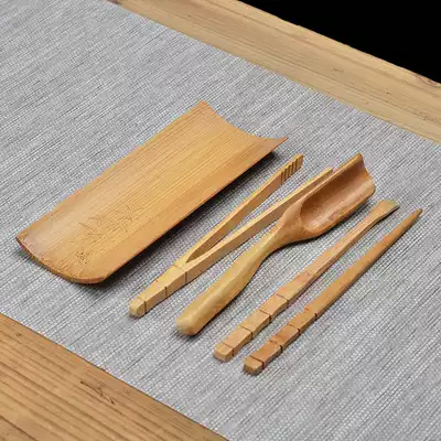 Tea three-piece set Handmade Japanese natural bamboo tea spoon tea clip Tea lotus tea set accessories Six gentlemen