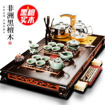 High-end office living room Chinese ceramic purple sand cup automatically burn black and wood tea plate full Kunfu tea set