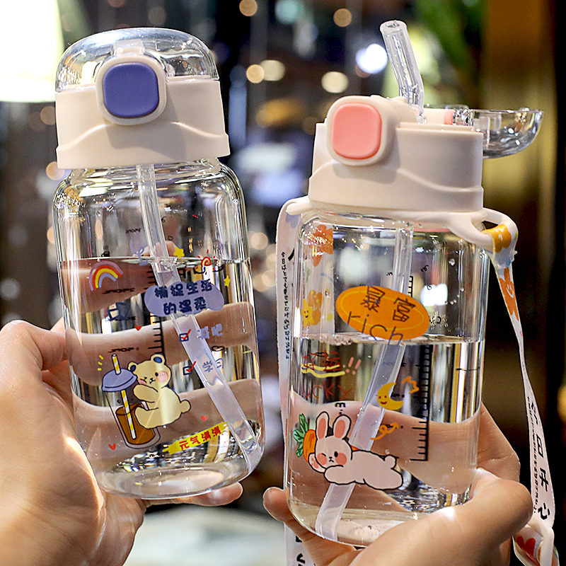 Water cup girl high-value glass heat-resistant high-temperature straw cup female office large-capacity ins wind cup