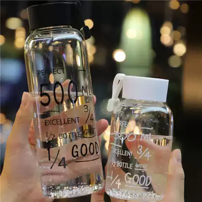 Harajuku water Cup boys Korean glass female students with Cup creative trend 500ml large capacity water Cup