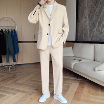 Net red apricot color Ruffian handsome casual suit suit suit suit mens coat autumn