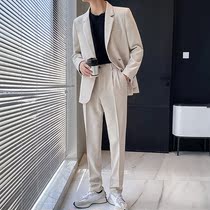 Light mature style new solid color loose suit a set of Korean version of the handsome net red youth trend leisure business suit