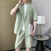 Summer casual quarter sleeve ins suit suit Korean version of light mature style mens loose thin suit jacket men