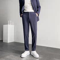 Light ripe wind ins Net red senior sense small trousers hanging sense wide legs Business youth wild casual straight trousers men