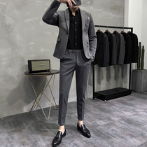 Light ripe suit men Korean slim jacket advanced sense Joker design sense niche two-piece suit dress