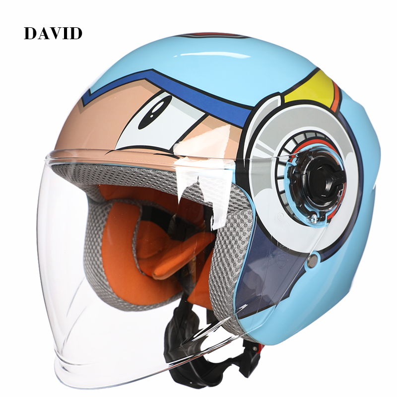 David 226 Children Half Helmet Male and Female Baby Cartoon Cute Winter Warm Helmet Electric Car Kids Helmet