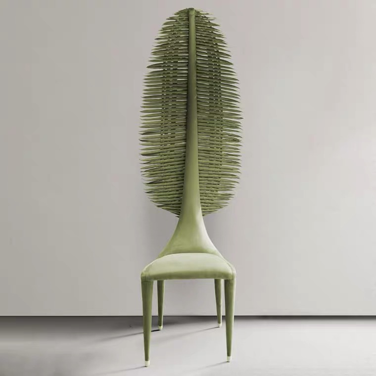 Modern designer banana fan chair hand-woven fabric feather dining chair custom shaped personality chair