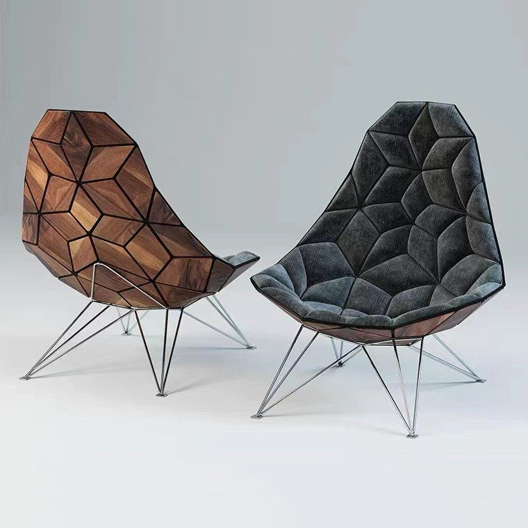 American designer furniture fiberglass diamond block leisure chair lazy home reception negotiation chair 2020 new products