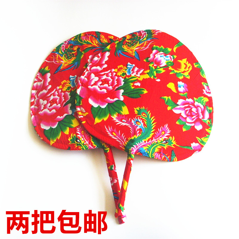 Zongye hand-wrapped cloth style Chinese style red flower big cattail fan old man performance performance fan Jigong fan sunflower fan
