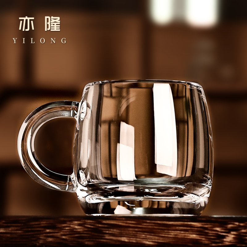 Yilong Hand-Polished Crystal Tea Cup, Quartz Glass Crystal Cup, High-End Tea Cup, Lead-Free and Highly Transparent, for Men and Women