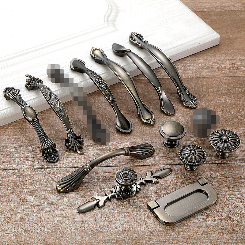 European-style bronze drawer handle Chinese-style antique wardrobe overall cabinet door handle retro cabinet wine cabinet furniture handle - Taobao