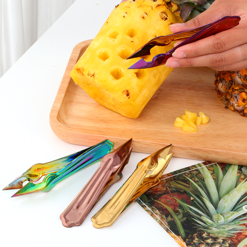 Home Stainless Steel Pinewood Clips to Eyed Pear Pineapple Tweezers Digging Eyeware Creative Kitchen Small Tools Pineapple Digging Seed Clips