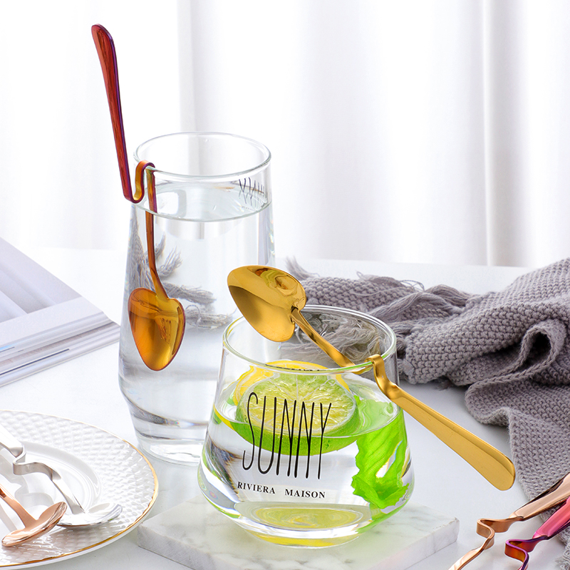 304 Stainless Steel Coffee Spoon Creativity Cute Heart-shaped Hanging Cup Spoon Home Cutlery Coffee Hall Dessert Spoon