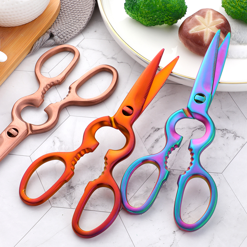 Stainless steel kitchen multi-function scissors kitchen strong cutting bones chicken goose duck fish scissors barbecue fruit and vegetable scissors