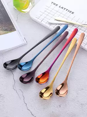 304 stainless steel spoon long handle Korean girls eating spoon Cute dining room high-end short handle mixing spoon