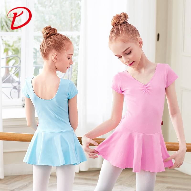 Dance suit Children's female summer ballet skirt Girls practice suit Short sleeve ethnic dance suit Chinese dance costume