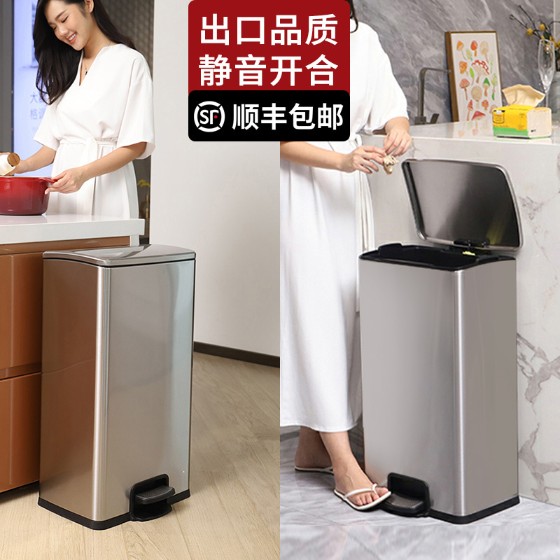 Large Trash Can for Home Use in Living Room, Kitchen, and Bathroom, Large Capacity, Stainless Steel, Pedal-Operated Lid, 40 Liters, 50 Liters