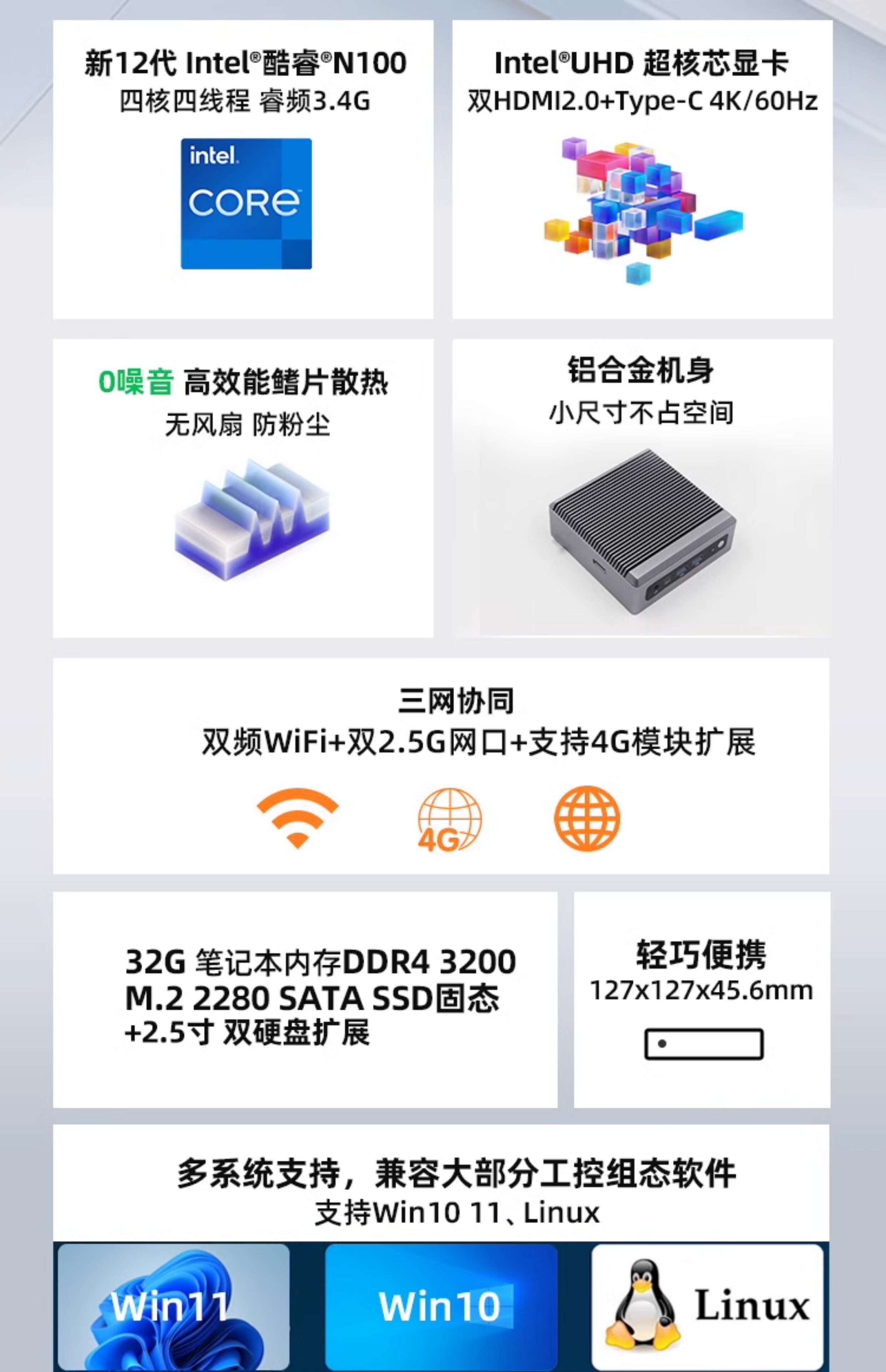 Mofang N150 мини главная эвм win11 офис игра 4K миниатюрный miniPC малый электрический мозг сеть тройное Отображение M8s Morefine/party