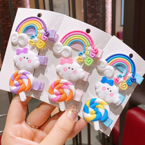 Hairclip childrens headdress Korean Princess clip banger clip does not hurt hair cute bag cloth hair card broken hairclip head jewelry