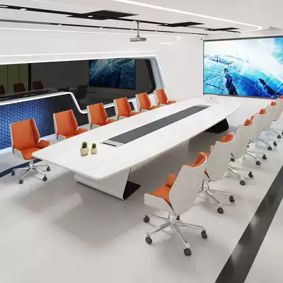 New conference table long table simple modern white fashion paint desk large oval long strip table and chair combination