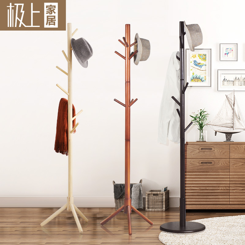 Solid wood coat rack floor simple bedroom home clothes storage simple modern office room hanger