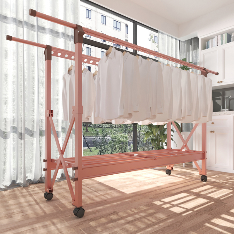 Aluminum alloy drying frame landing double rod drying frame indoor drying frame balcony single pole household hanging clothes rack