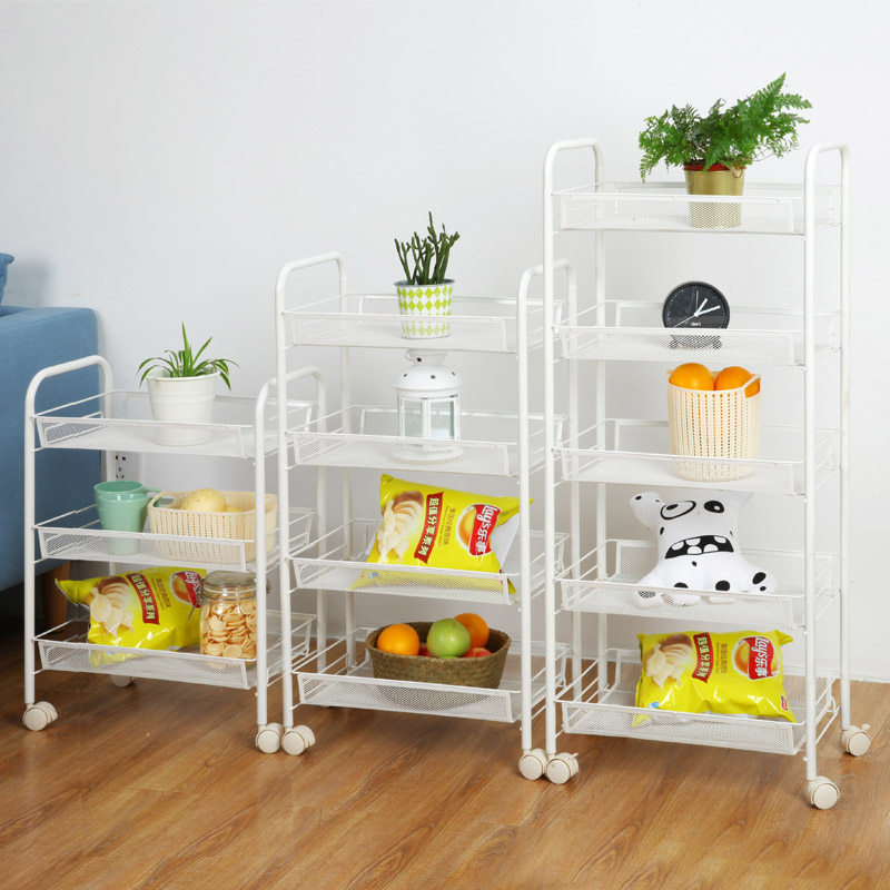 Small cart kitchen bathroom rack with wheels mobile bedside bookshelf floor multi-storey space-saving snack cart
