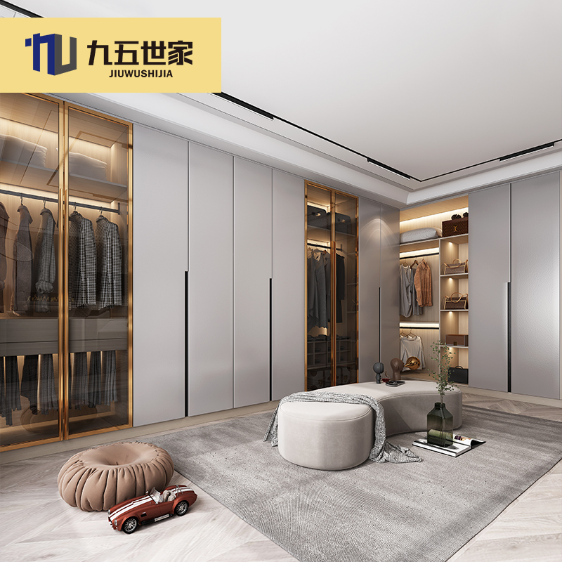 Whole house custom wardrobe cloakroom walk-in bedroom furniture simple light luxury bunny egg board Shanghai factory