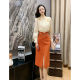 2023 apricot color intarsia high-end shirt shirt spring new goddess fan top all-match women