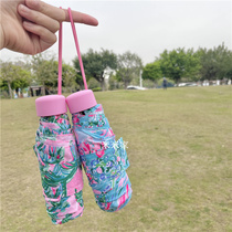 Lilly New ~ fresh coconut tree colorful goldfish light with five fold hands open sunshade travel umbrella