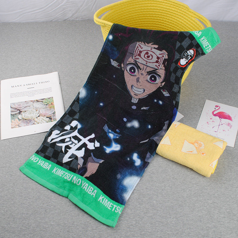 Japan's foreign trade tail single cotton towel long cartoon cartoon dragon ball ghost blade wipe face towel soft absorbent