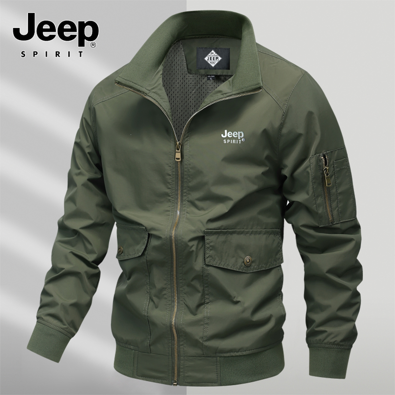 Jeep Jeep Workwear Stand-Up Collar Jacket Men's Short Spring and Autumn Outdoor Jacket Men's Jacket Waterproof Mountaineering Jacket