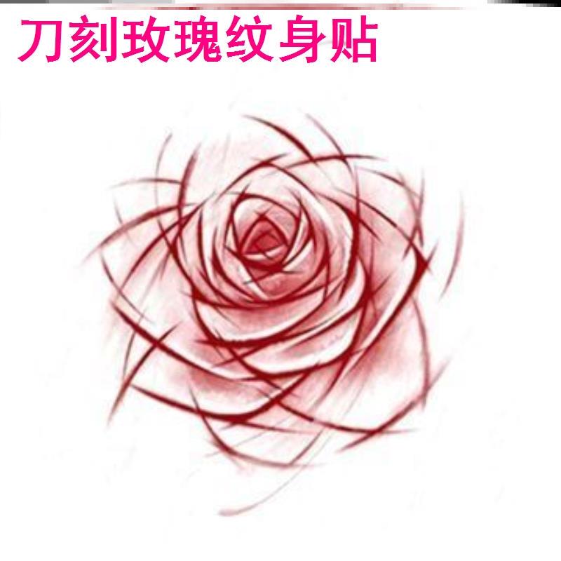 2025 Tattoo Sticker ins High-Looking Sweet Cool Red Scar Covering Waterproof Tattoo Knife Engraved Rose Tattoo Sticker