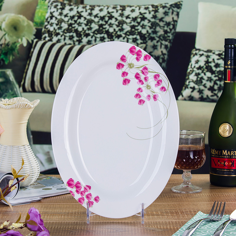 Jingdezhen Chinese dishes suit ceramic bowl chopsticks home ipads porcelain microwave oven plate to use the add red sweet