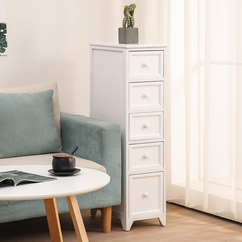 20cm Narrow Solid Wood Corner Storage Cabinet, Ultra-Narrow Small Apartment Bedside Cabinet, Wall Gap Storage Cabinet, Bathroom Side Cabinet